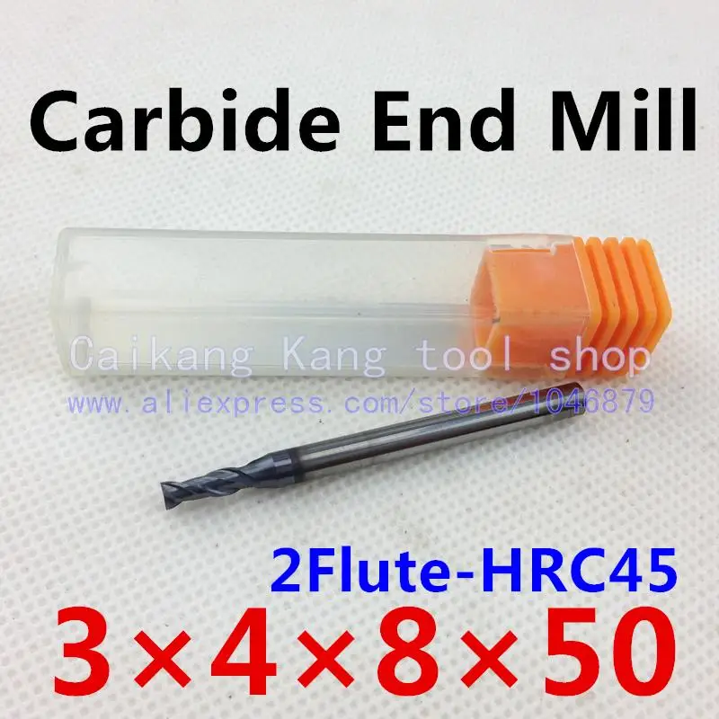 New 2 Flute Head:3mm Carbide End mills Machine Tool CNC Milling Cutter Highest cutting hardness: 45HRC 2F 3*4*8*50mm | Инструменты