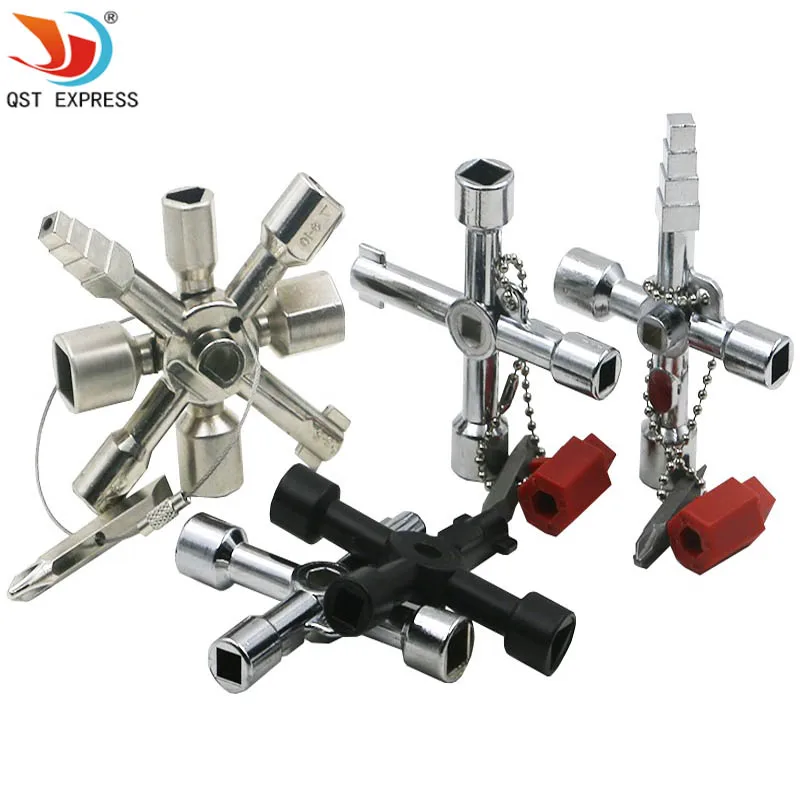 

QSTEXPRESS Multi-Model 10 In 1 Universal Cross Key Plumber Keys Triangle For Gas Electric Meter Cabinets Bleed Radiators
