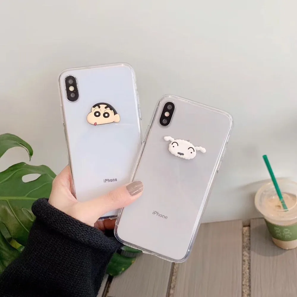 

ORYKSZ 3D Crayon Shin Chan Phone Case For iPhone XR X XS Max Cases For iphone 8 7 6S Plus Silicon Ultra Thin Transparent Cover