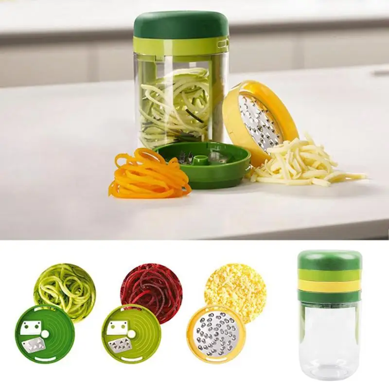 

Green Stainless Steel Rotary Cutter Plastic Funnel Hand Spiral Cup Slicer for Vegetable Potato Food Cutting Tools Kitchen Tool