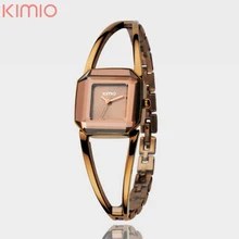 Marca de fábrica de Kimio Reloj de Señora Cuadrada Cubierta De Cristal Del Encanto Pulsera de Las Mujeres Relojes Reloj de Vestir Informal