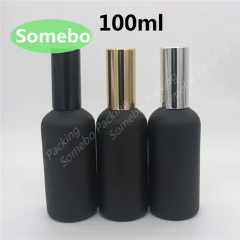 

100pcs Matte Black Glass Spray Bottle with Fine Mist Sprayers 100cc matte Black Essential oil Glass Bottle