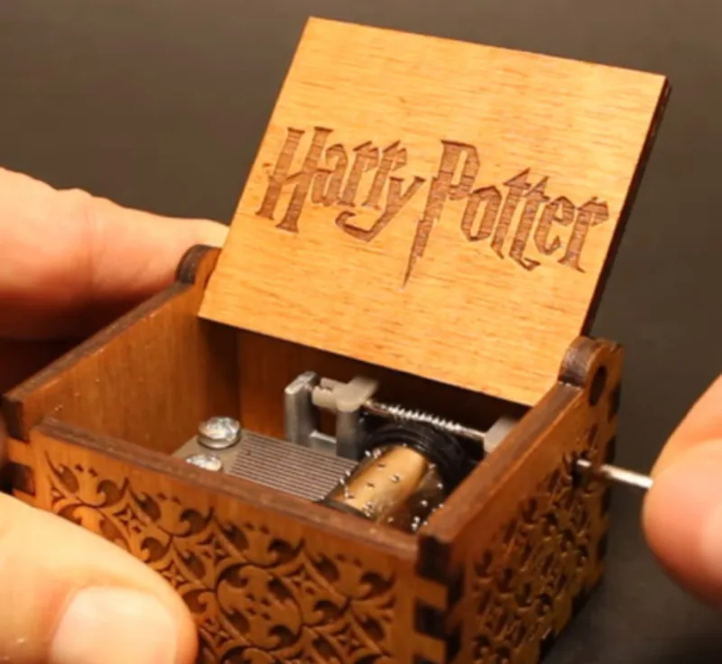 

Vintage Handmade Letters Engraved Wooden Music Box Christmas Gift