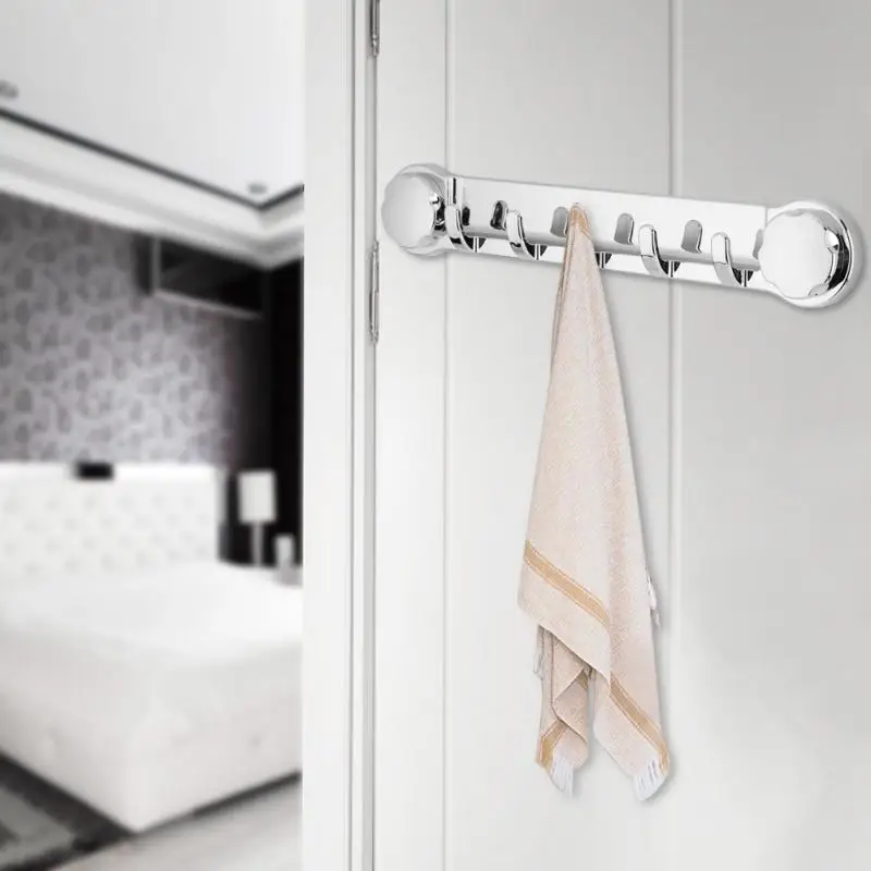 Многофункциональный пластиковый настенный держатель для полотенец с присоской для ванной комнаты и кухни - Цвет: Белый