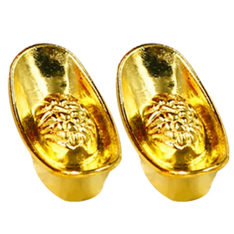 

2Pcs/4Pcs Mascot Metal Crafts Feng Shui Auspicious Lucky Money Gold Ingot Decoration Crafts