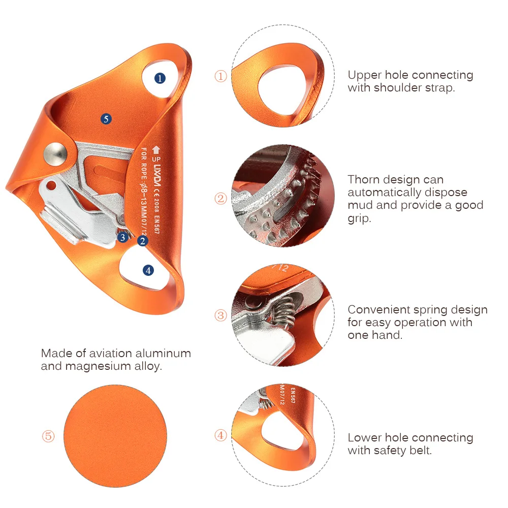 4KN алюминиевый сплав грудь Ascender для 8 мм-13 мм веревка скалолазание спелечение гладкая спасательная Шестерня оборудование Ascent по CE