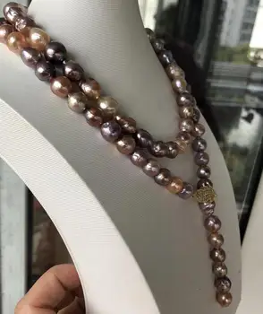 

elegant 10-11mm south sea multicolor pearl necklace 36inch 925s KKK