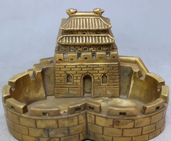 

song voge gem S2535 Folk Chinese Brass Splendid Famous Scenic Spot Great Wall Statue Ashtray