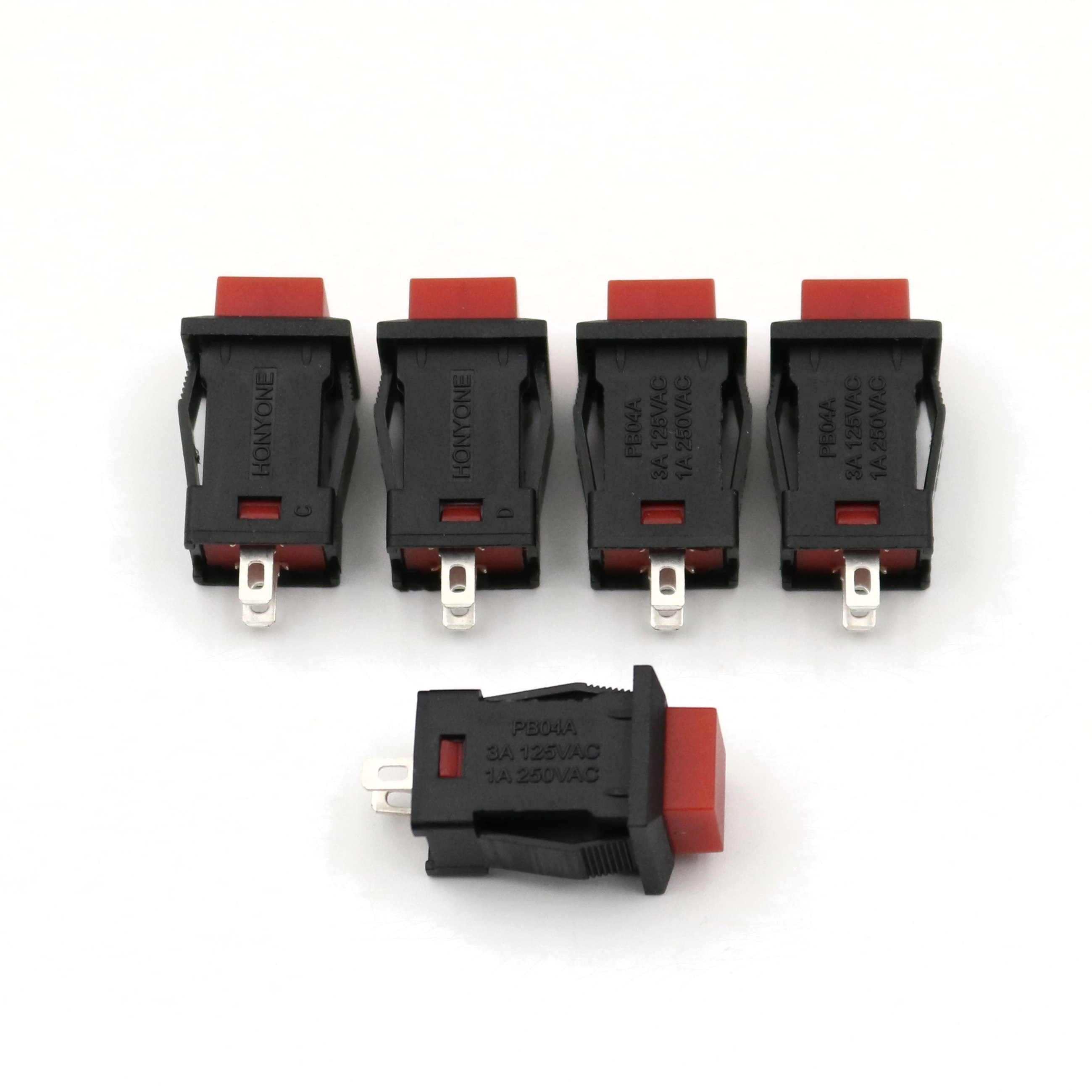 

5Pcs PB04 Square 14*14mm 2Pin Latching ON-OFF SPST Push Button Switch Normally Open