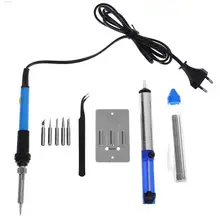 10/15/18 шт. Регулируемый Температура Электрический паяльник с набором инструментов Сварка паяльной станции тепла ручка комплект набор инструментов для ремонта штепсельная вилка европейского стандарта