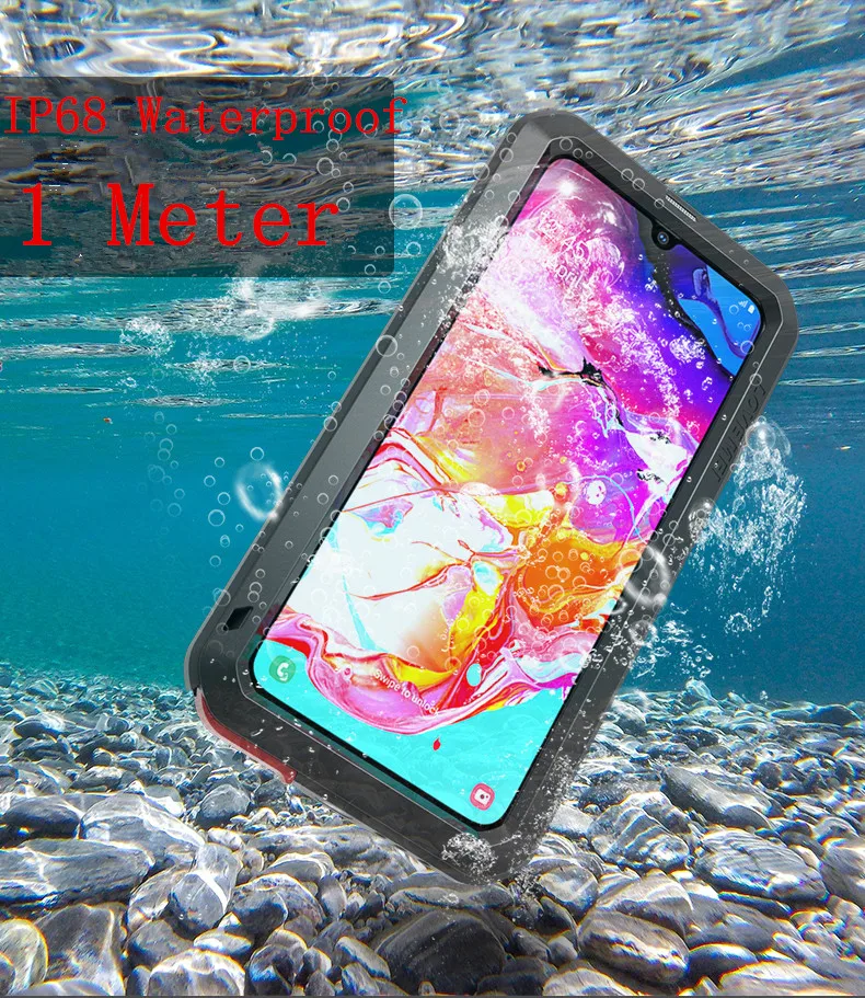 AMORE MEI Potente Cassa Del Metallo Per Samsung Galaxy A70 Cassa di Alluminio Impermeabile Antiurto Copertura per Samsung A70 Gorilla di vetro UN 70-in Astuccio per telefono da Cellulari e telecomunicazioni su