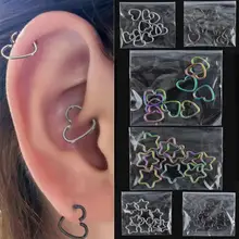 Серьги-гвоздики Для Пирсинга Ушей, 5 шт., сталь, Daith, сердце, звезда, пирсинг, спираль, ушной хрящ, ювелирные изделия для тела, сексуальные женские аксессуары