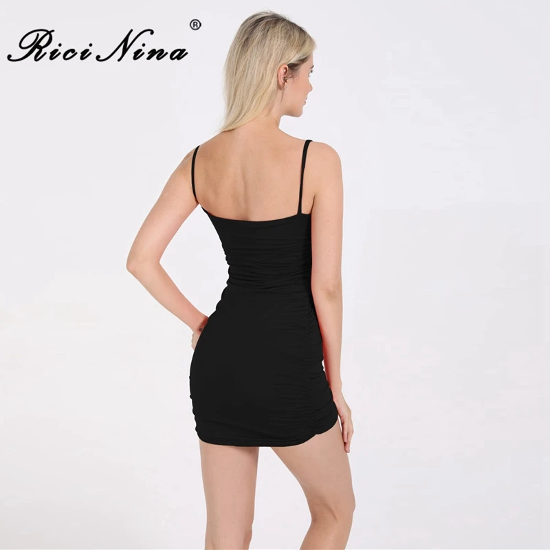 RICININA 2019 Summer Dress Women Spaghetti Strap Sexy Bodycon Mini Dress Ladies Casual Bandage Party Club Basic Skinny Dresses