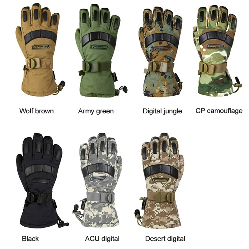 FREE SOLDIER Перчатки “Хищник” зимние перчатки для катания на лыжах, велосипеде, утолщенные противоскользящие водонепроницаемые перчатки из бараней кожи