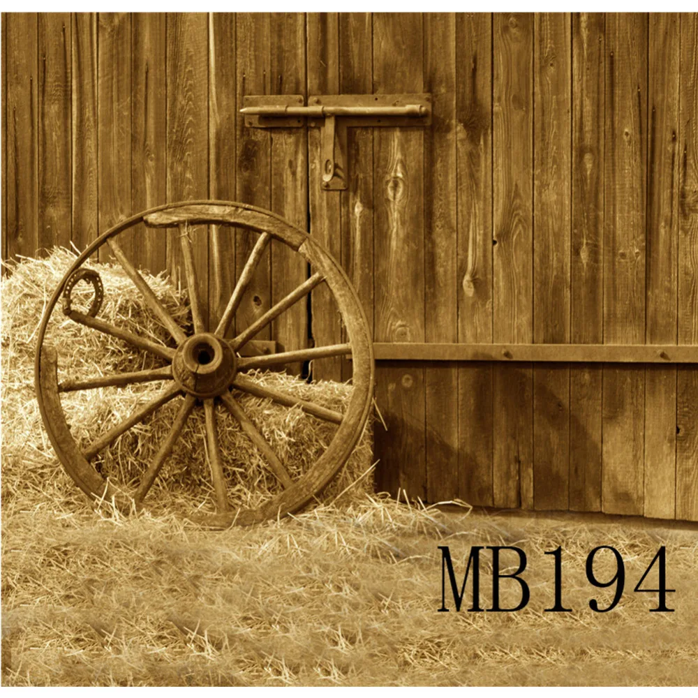 LB полиэстер и винил стог сена деревянная складская дверь плохое колесо фон для