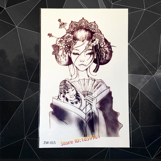 Large Waterproof Arm Tattoo Japanese Geisha Girl Temporary Tattoo Sticker Sexy Women Body Art Arm Back Fake Tattoo Removable Large Waterproof Arm Tattoo Japanese Geisha Girl Temporary Tattoo Sticker Sexy Women Body Art Arm Back Fake Tattoo Removable