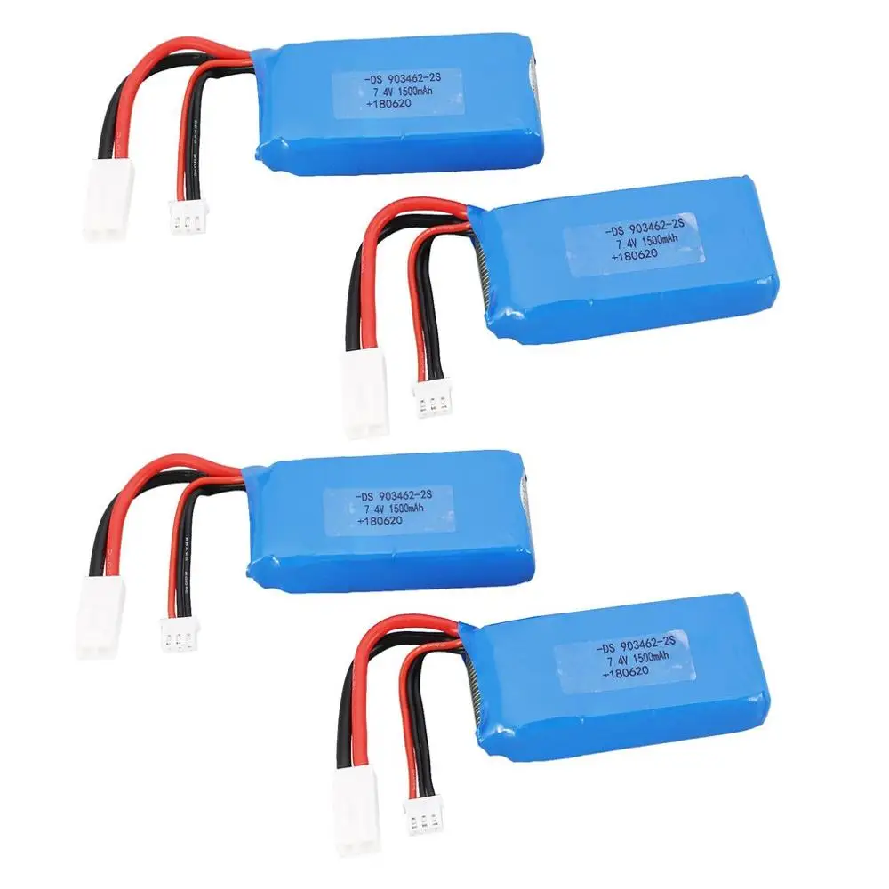 

4PCS 7.4V 1500mAh 25C 2S Lipo Battery with JST-XH balance plug with Small Tamiya Plug Rechargeable For Feilun FT009 RC Boat Spee