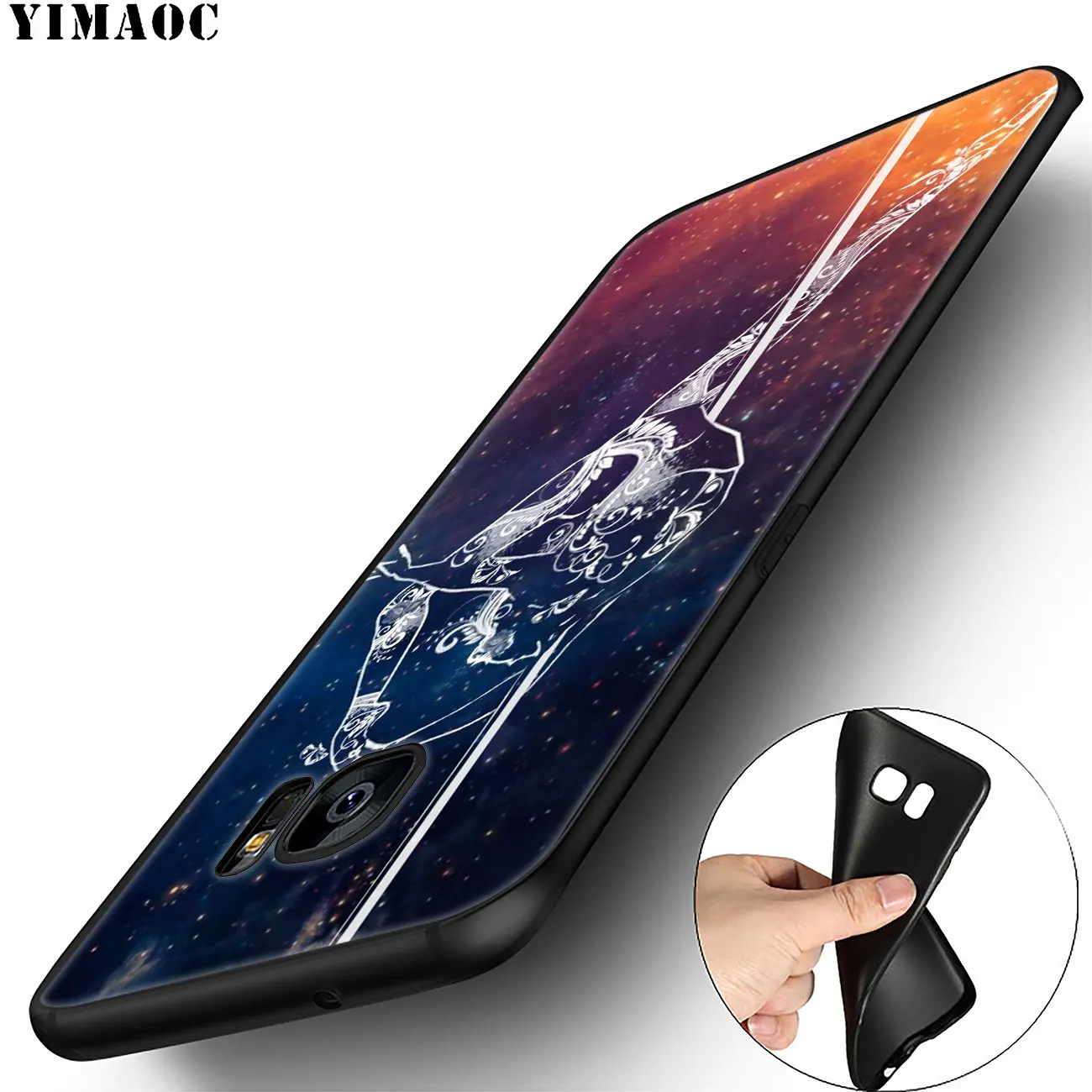 Мягкий силиконовый чехол для Samsung Galaxy S10 Plus S9 S8 S6 S7 Edge S10e с черным цветком|Бамперы| |