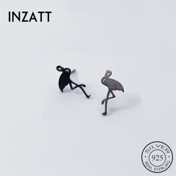 

INZATT 2018 New Authentic 925 Sterling Silver Flamingo Shape Stud Earrings Black Animal Unisex Fine Jewelry For Party Brincos