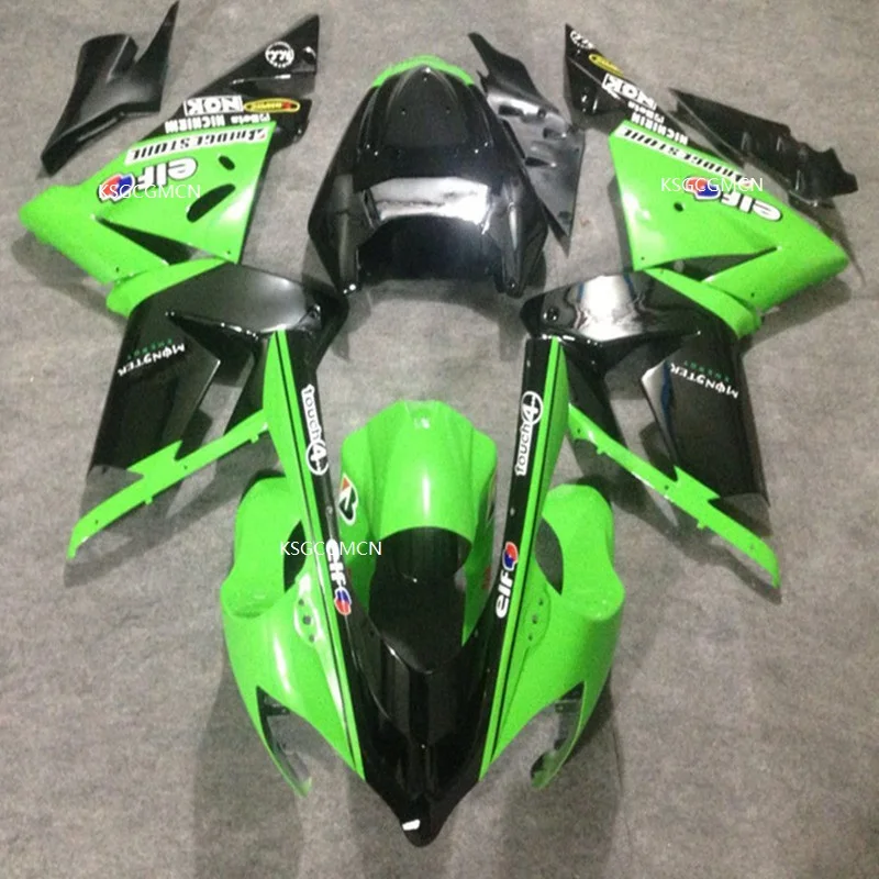 Инъекции зелено-черные Обтекатели для KAWASAKI NINJA ZX10R 04-05 ZX 10R 04 05 ZX10 R 2004 2005 мотоцикл обтекатель комплекты ZX 10R