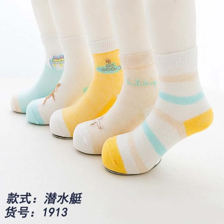 Зима-весна,, 5 пар, милые носки с рисунками для малышей Мягкая Детская Хлопковая одежда для новорожденных удобные носки до щиколотки для От 0 до 12 лет - Цвет: 1913
