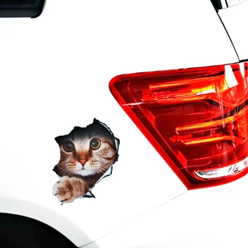 

Volkrays Car Accessories 3D Simulation Cute Dog Cat Car Sticker Decal for Motorcycle Laptop Smart Polo Golf Audi Focus Bmw Mini