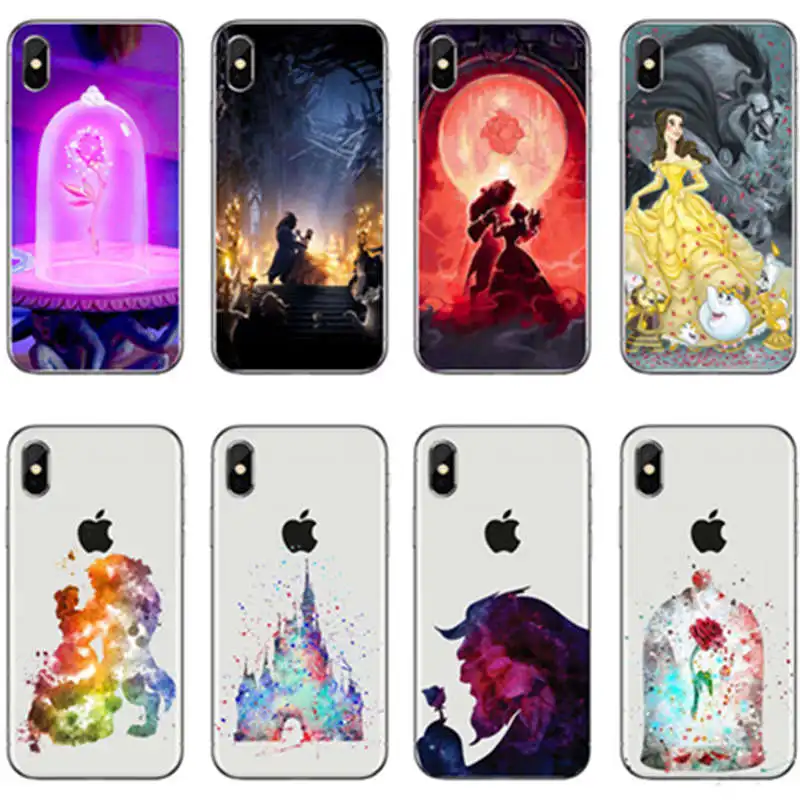 

Beauty Beast Rose Princess Soft Clear Phone Case Coque Fundas For iPhone 7 7Plus 6 6S 6Plus 5 5S SE 8 XS Max X