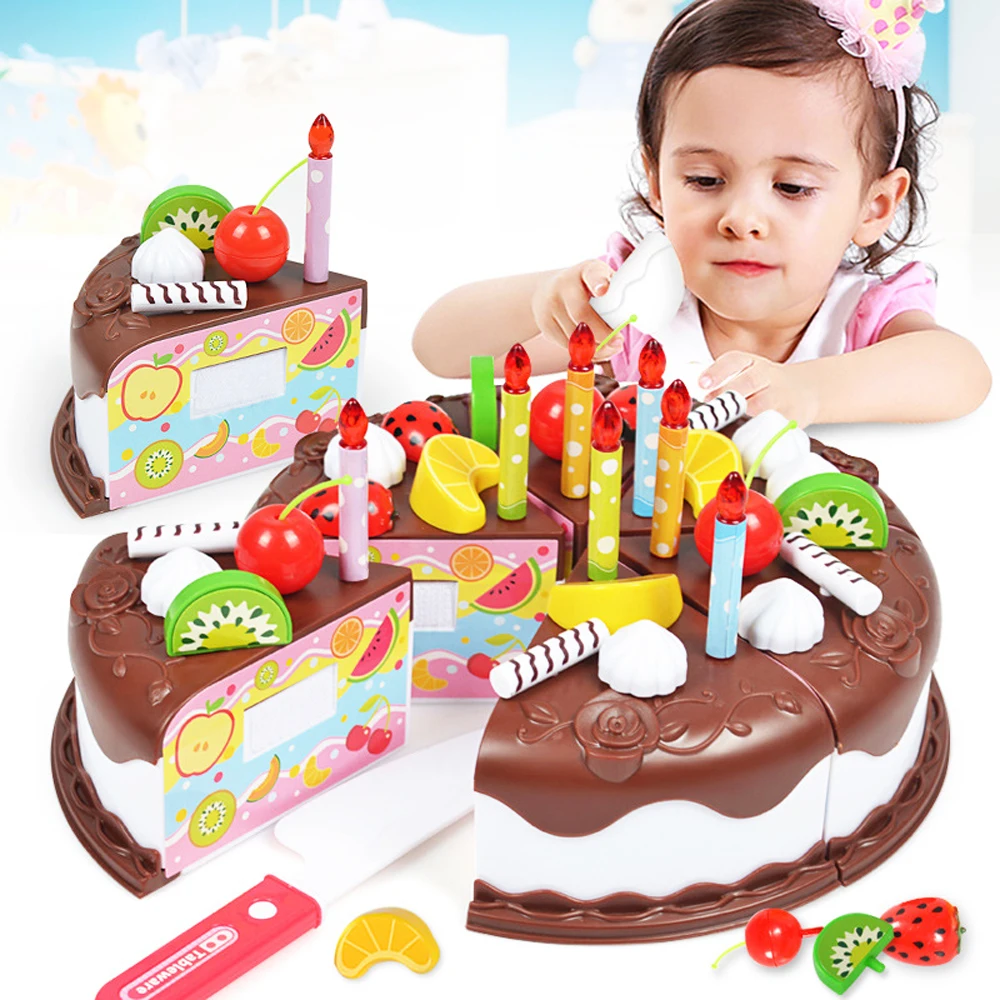 37 шт., кухонные игрушки, торт, еда, сделай сам, ролевые игры, фруктовая резка, игрушки на день рождения, миниатюрная еда для кукол, девочек, детские подарки