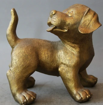 

fast shipping USPS to USA S2039 9" Chinese Brass animal Zodiac Year door Dog doggie Pekinese sculpture Statue