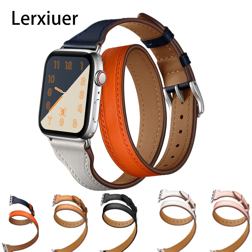 Ремешок из натуральной кожи для Apple Watch Band 44 мм 42 40 38 Iwatch band 6 5 4 3 SE|Ремешки часов| |