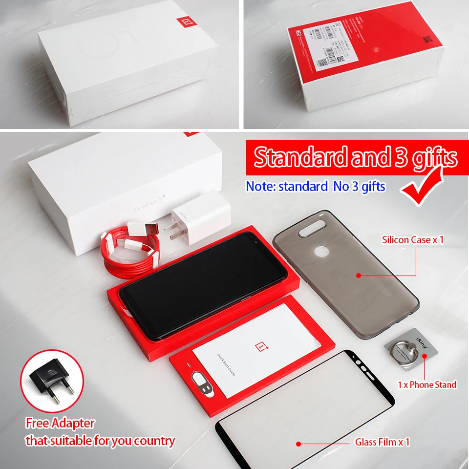 Наличии Oneplus 5 т 6 ГБ 4G B Snapdragon 835 восьмиядерный смартфон 01 &quot20.0MP 16.0MP двойной Камера