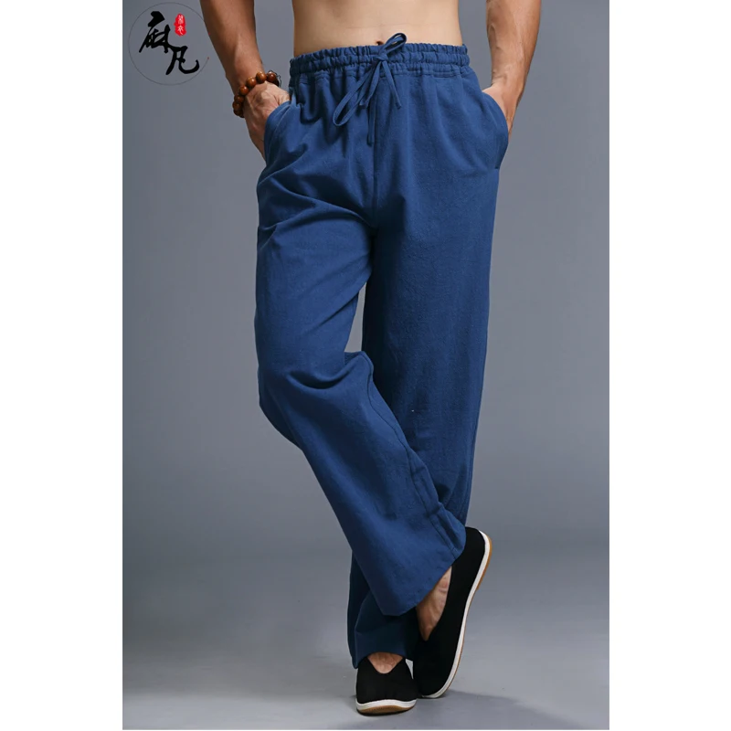 Chinese Kung Fu Pants Linen Cotton Men'S Casual Pants