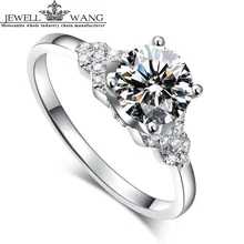 JEWELLWANG 18K Real White Gold Ring Moissanites Engagement Rings For Women Brand 1.0ct Certified Original Goddess Carat Flower