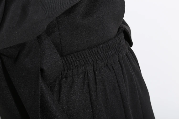 Корейский стиль, женская осенняя зимняя плиссированная юбка, черная, серая, эластичная талия, ампир, женская элегантная трапециевидная Повседневная Длинная юбка, 3028