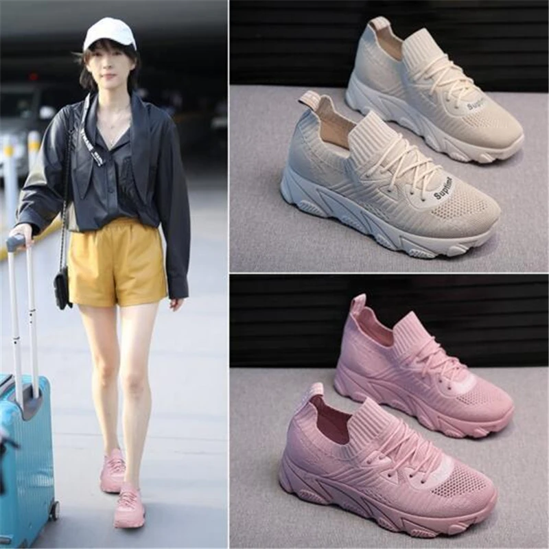 

2019 fly woven shoes large size women's shoes super resistant new breathable non-slip spring elastic sports shoes fashion tide s
