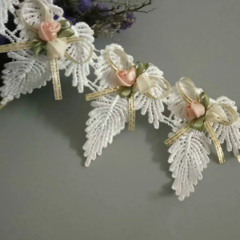 

2yard Soluble White Polyester Leaves Embroidered Lace Trim Ribbon Handmade DIY Sewing Craft For Costume Hat Decoration 2019 Hot