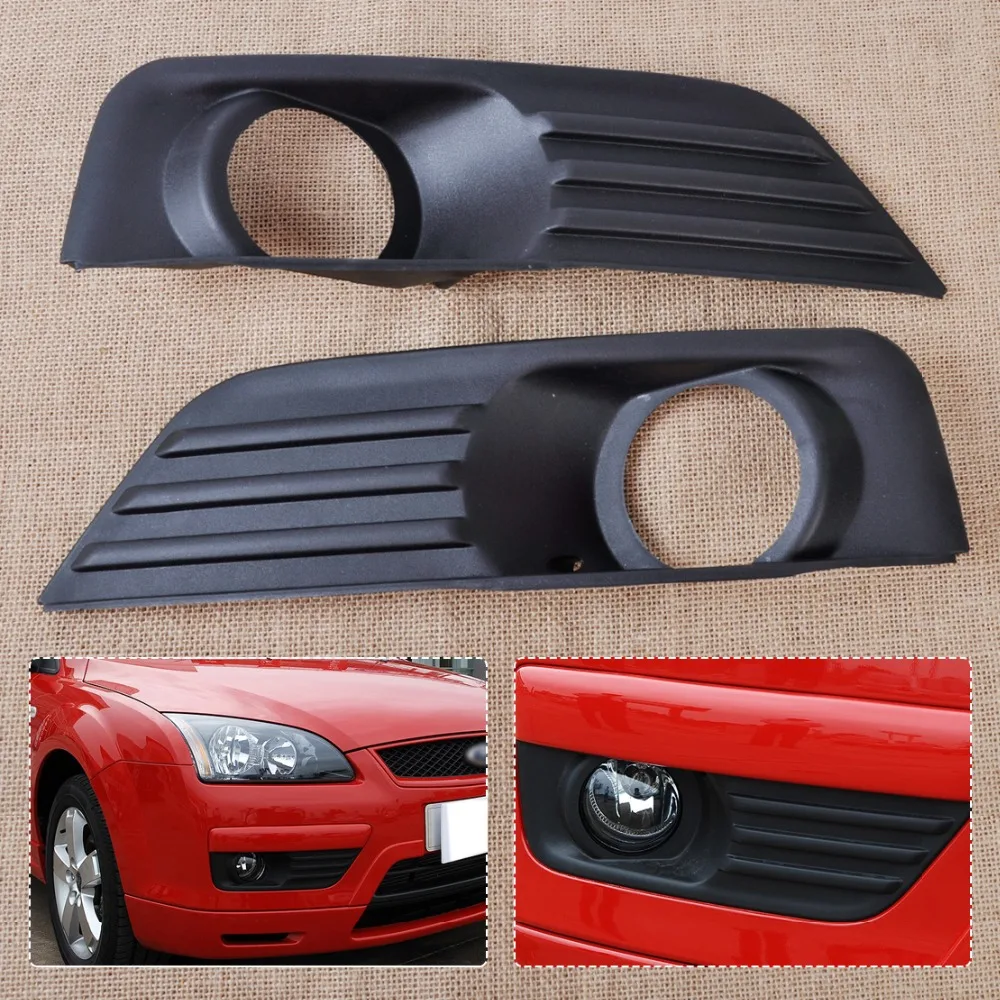 Topline Autopart Matte Black OE Style Front Hood Bumper Grill Grille ABS With Center Signal Parking Lights For 00-04 Ford Focus 