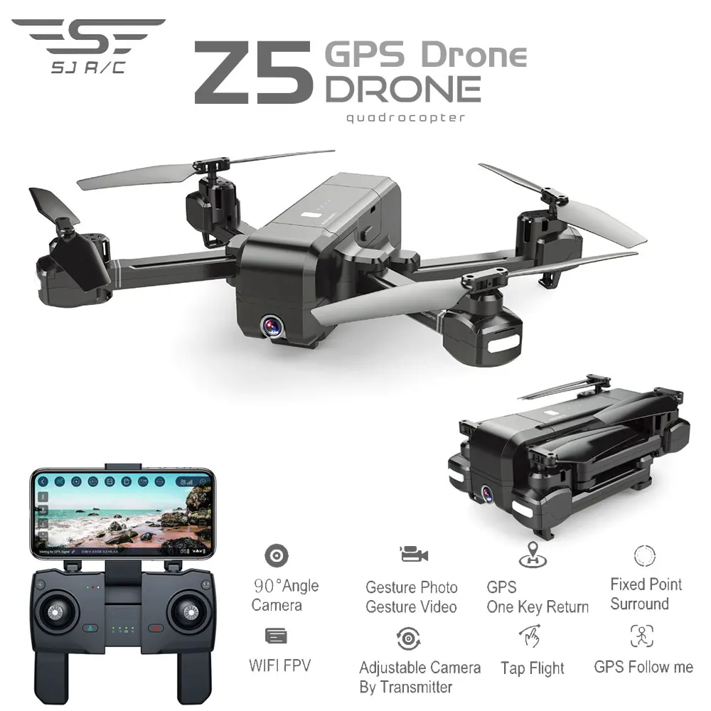 Дрон SJ Z5 с камерой 1080P GPS 2 4G/5G Wifi FPV удержание высоты Квадрокоптер Follow Me RC vs E58 X12