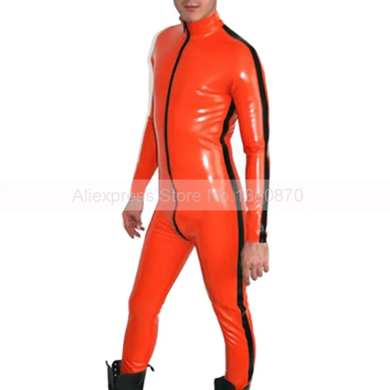 Buy Orange Male Rubber Latex Bodysuit Zentai Tight