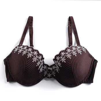 

Large bra stripe embroidery sexy steel ring underwear full cup bra woman