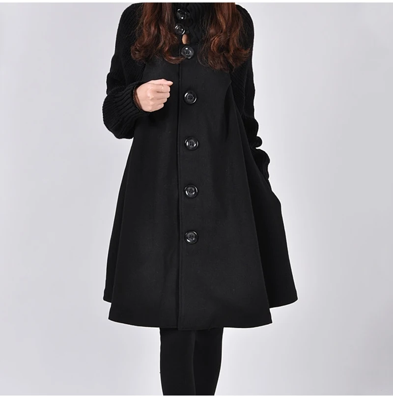 Осень-зима, женское длинное шерстяное пальто, однобортное, теплое пальто, плащ, непродуваемое, женское, одноцветное, Свободное пальто, куртка