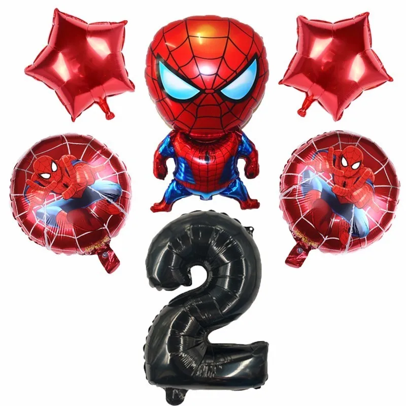 6 шт одежды с рисунком Человека-паука и 40 дюймов количество Фольга воздушные шары Babyshower мальчик шарики для день рождения вечерние украшения СУПЕРМЕНА для маленьких детей, детская игрушка - Цвет: black number