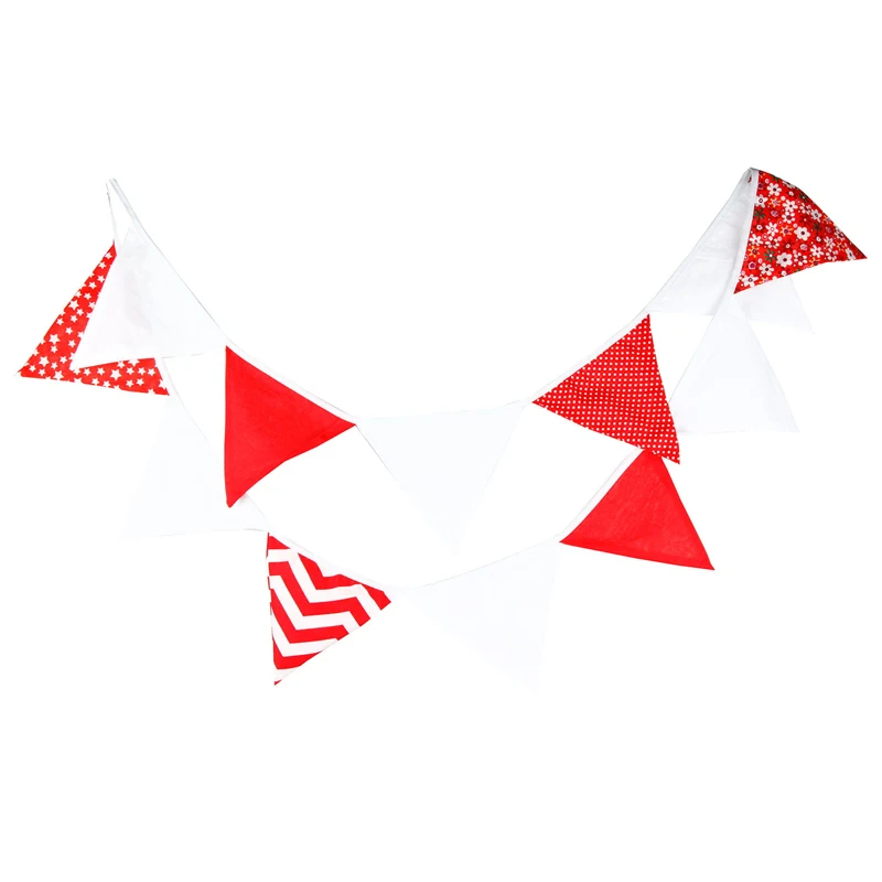 

3.2m 12 Flags White Red Series Flower Banner Pennant Garland Children Birthday Bunting Wedding Party Decor Garden Photograph
