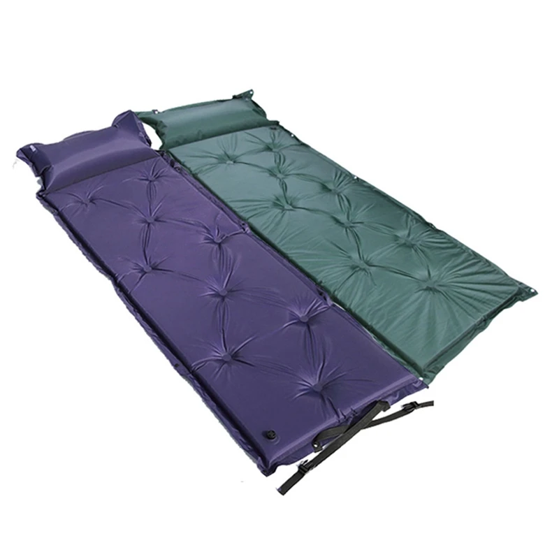 

Outdoor Automatic Inflatable Picnic Camping Mat Air Bed Matress Portable Sleeping Pad with Pillow camping matras Self-inflating