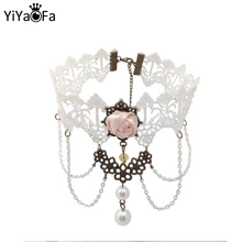 YiYaoFa, винтажное Белое Кружевное колье, ожерелье, ложный воротник, массивное ожерелье для женщин, аксессуары, готические женские вечерние ювелирные изделия, GN-33