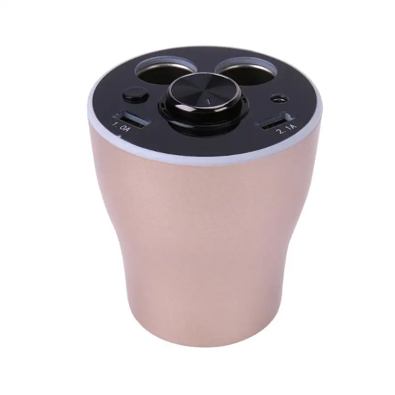 Blutooth Dual USB DC 12 V-24 V Cup-образный Многофункциональный прикуриватель USB Автомобильное зарядное устройство для телефона IPad gps автомобильный Стайлинг 3 цвета - Название цвета: Gold