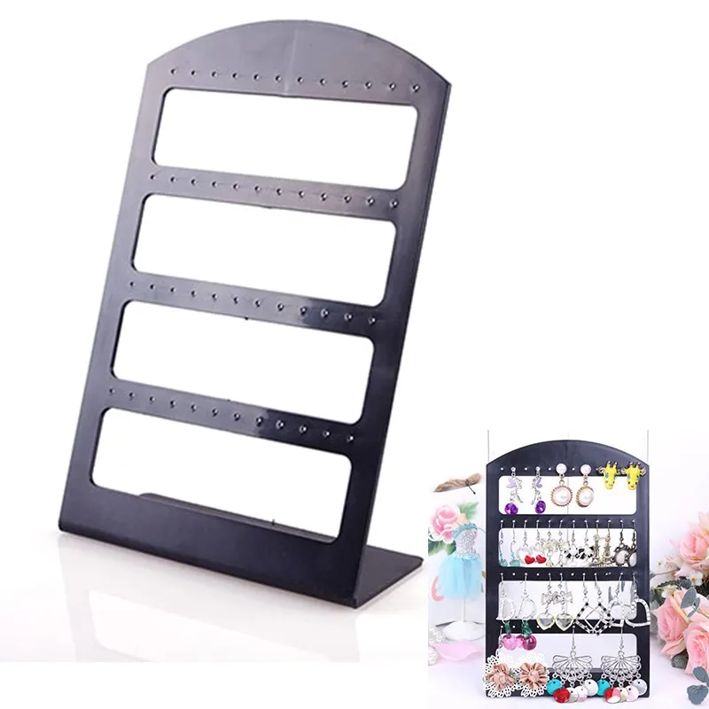 48 Holes Jewelry Organizer Stand Black Plastic Earring Holder Pesentoir Fashion Earrings Display Rack Etagere