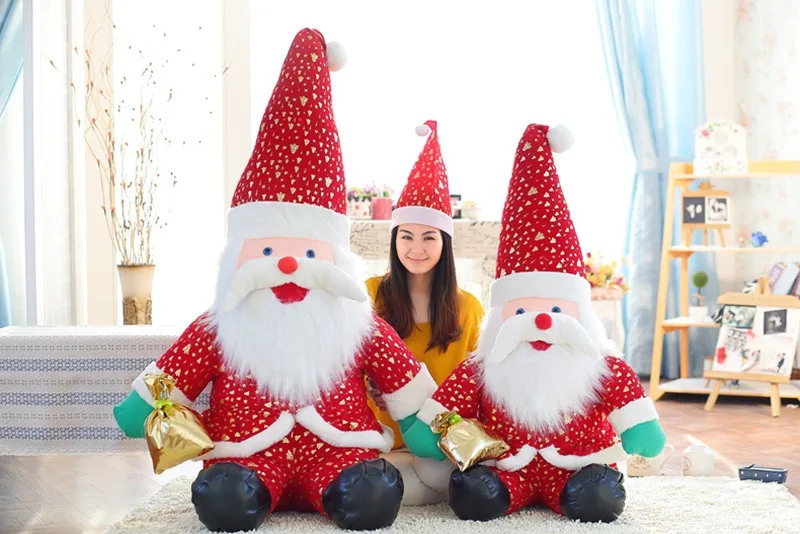 Большой новые плюшевые Санта Клаус игрушки Прекрасный Red Hat Санта Клаус кукла подарок около 100 см