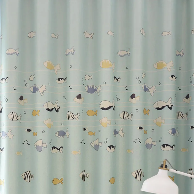 [Byetee] корейские средиземноморские шторы для детской комнаты, гостиной, спальни, с рисунком рыбки, тканевые шторы