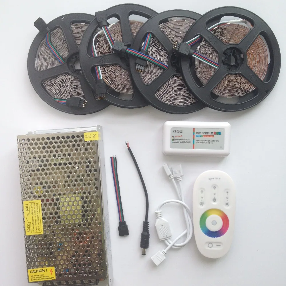 comprar 15 m IP68 20 m RGB RGBW tira conduzida Impermeável 5050 2835 fita fita 12 v 10 m + RF controle Remoto + Power adapter Kit Free ship